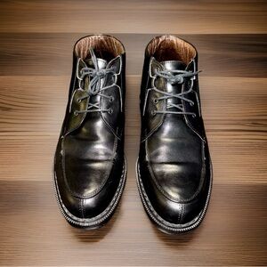 Bacco Bucci Italy Black Leather Chukka Boots Mens 10 Lace-Up Dress Casual EUC
